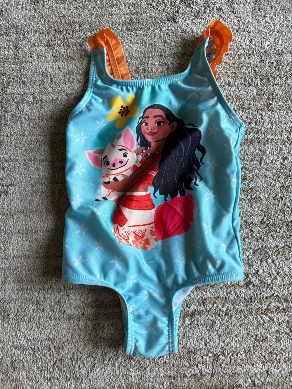 Disney Moana Girls Swimsuit in Aqua & Orange